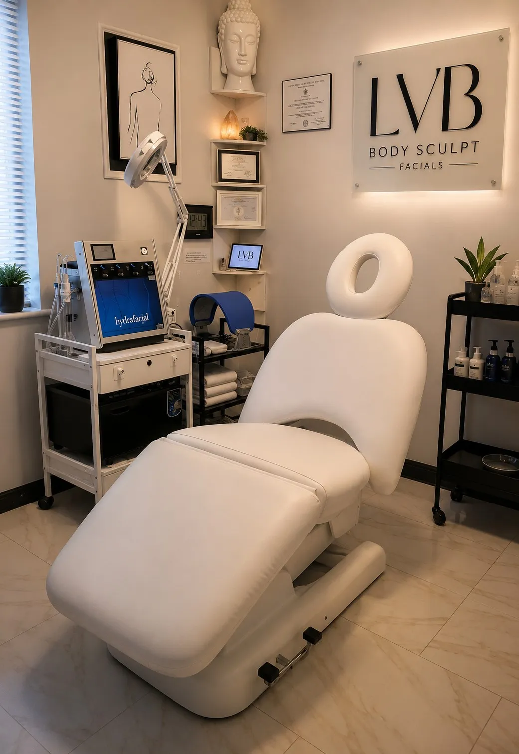 LVB facial and HydraFacial treatment suite in Jefferson Valley, NY